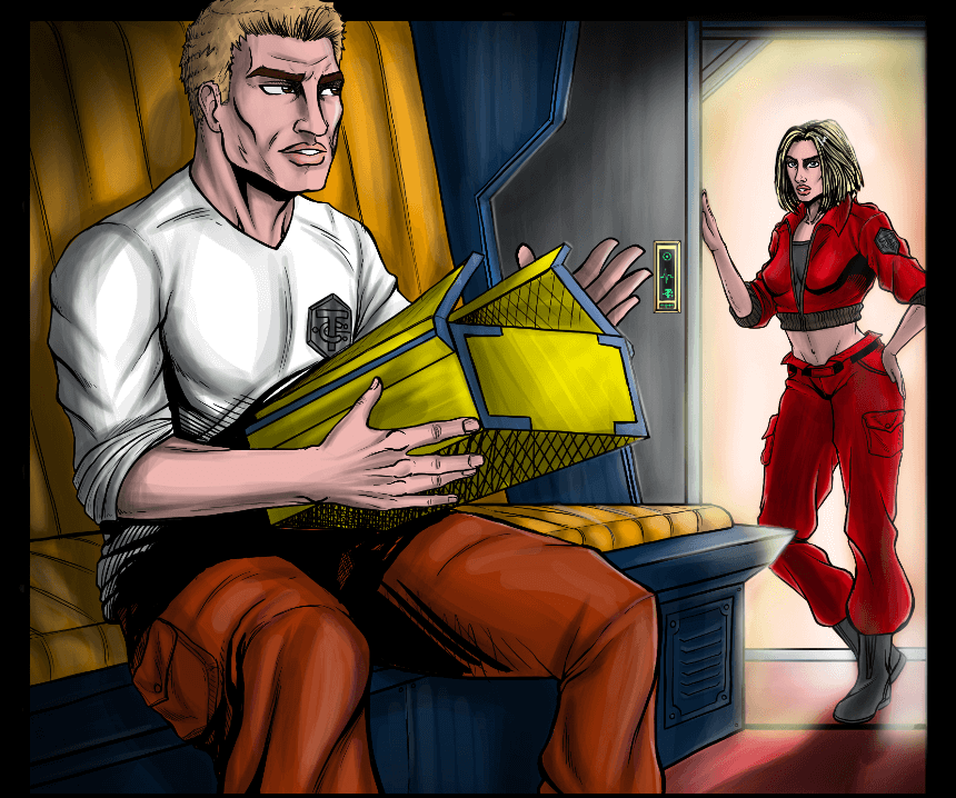 Jill having a conversation with Bishop