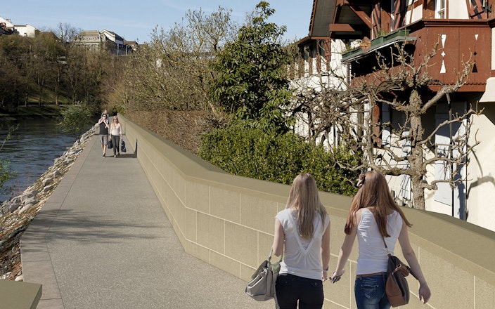 Visualisierung Altenberg / Langmauer mit Hochwasserschutzmassnahmen