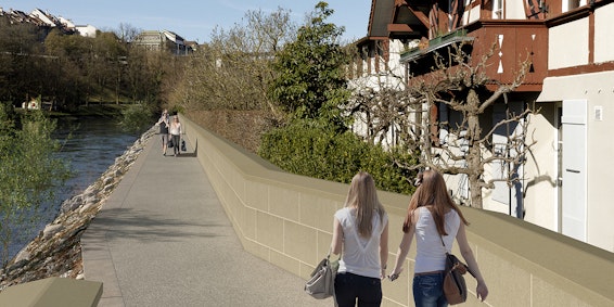 Visualisierung Altenberg / Langmauer mit Hochwasserschutzmassnahmen