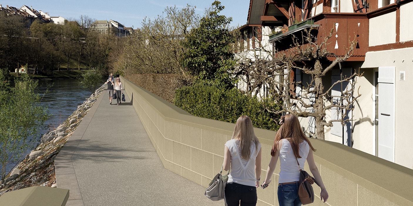 Visualisierung Altenberg / Langmauer mit Hochwasserschutzmassnahmen