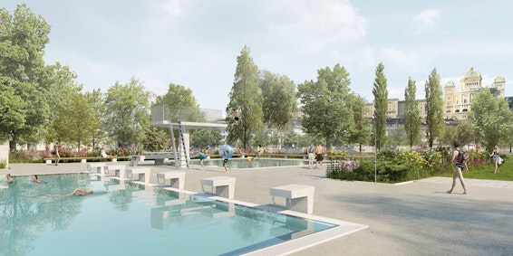 Visualisierung der Gesamtsanierung Freibad Marzili
