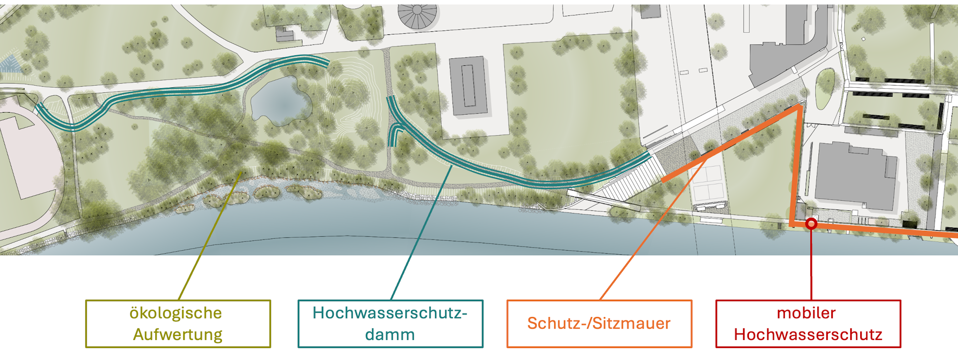 Karte der geplanten Hochwasserschutzmassnahmen