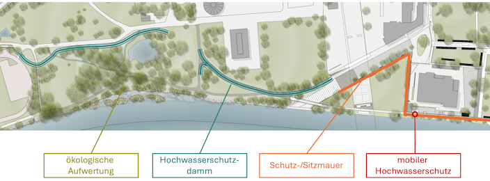Karte der geplanten Hochwasserschutzmassnahmen