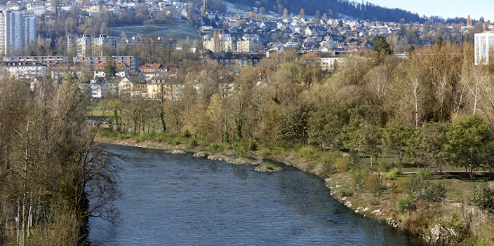 Visualisierung Gaswerkareal / Marzili mit Hochwasserschutzmassnahmen