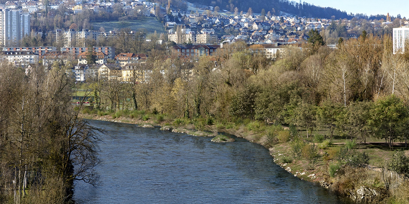 Visualisierung Gaswerkareal / Marzili mit Hochwasserschutzmassnahmen