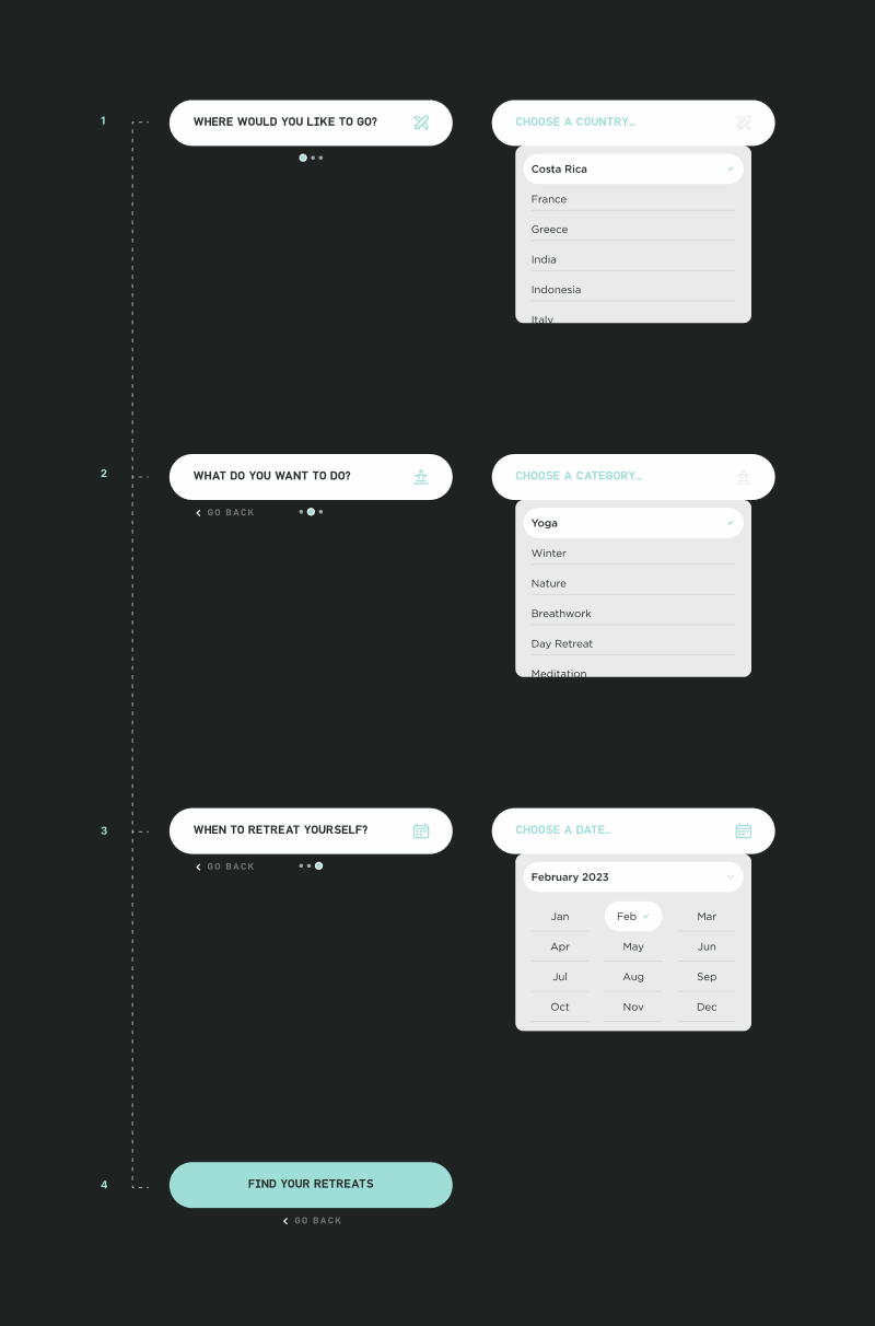 UX/UI design for the search feature