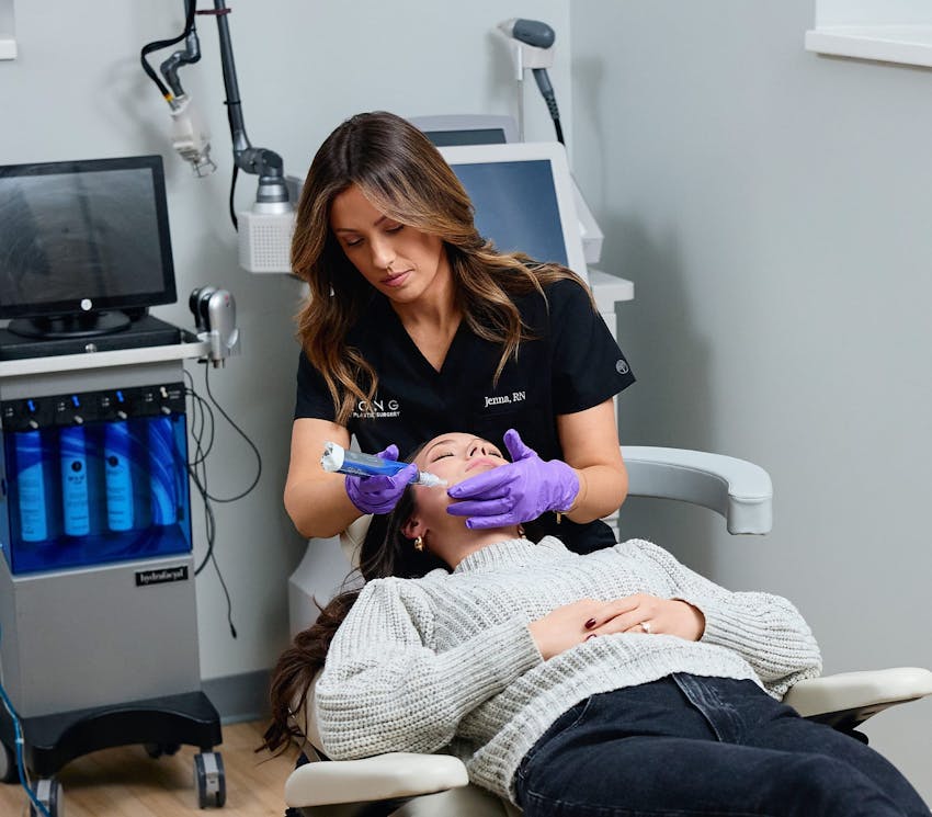 female client getting microneedling procedure done by Leong specialist