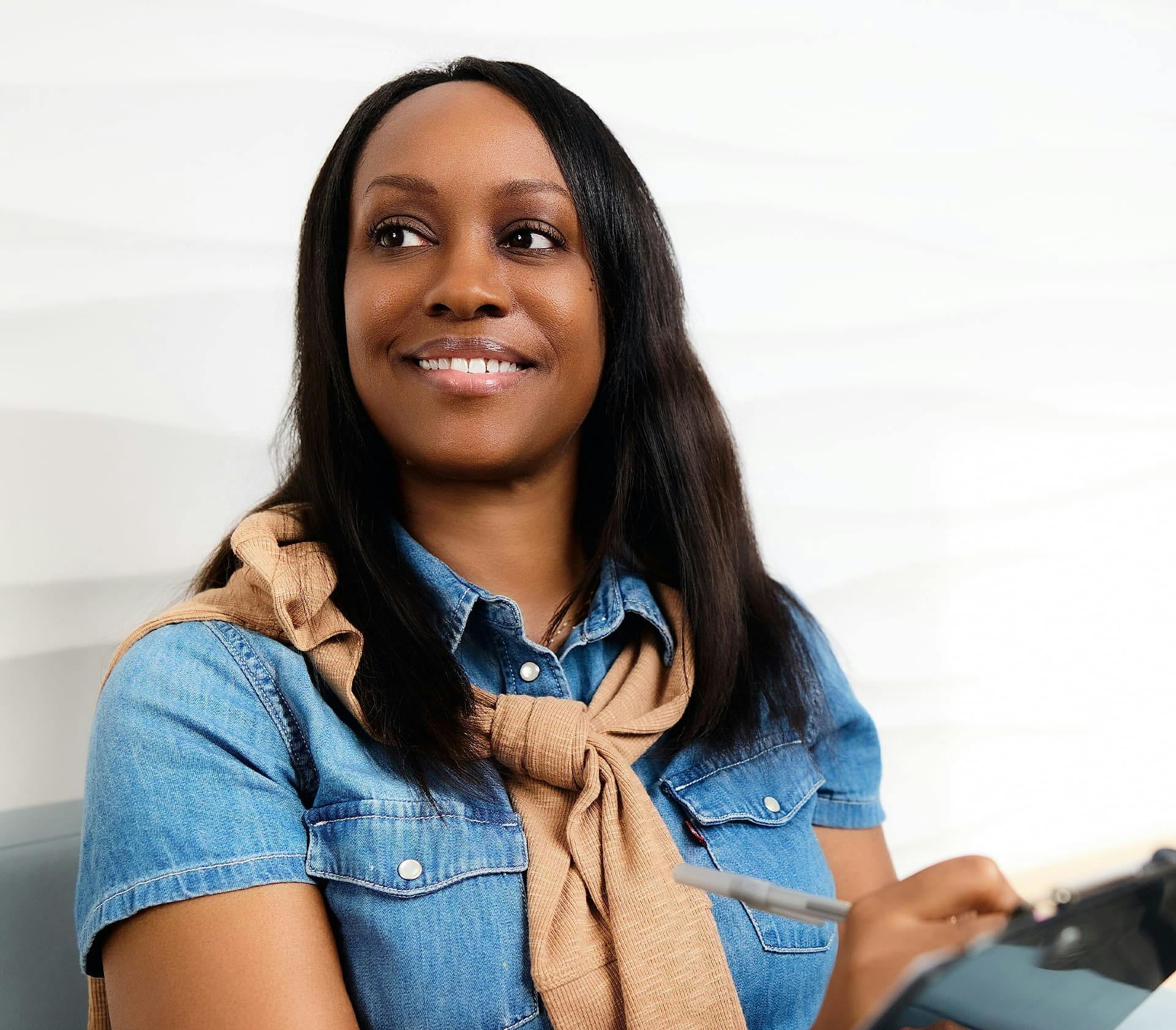 female patient sitting in waiting room