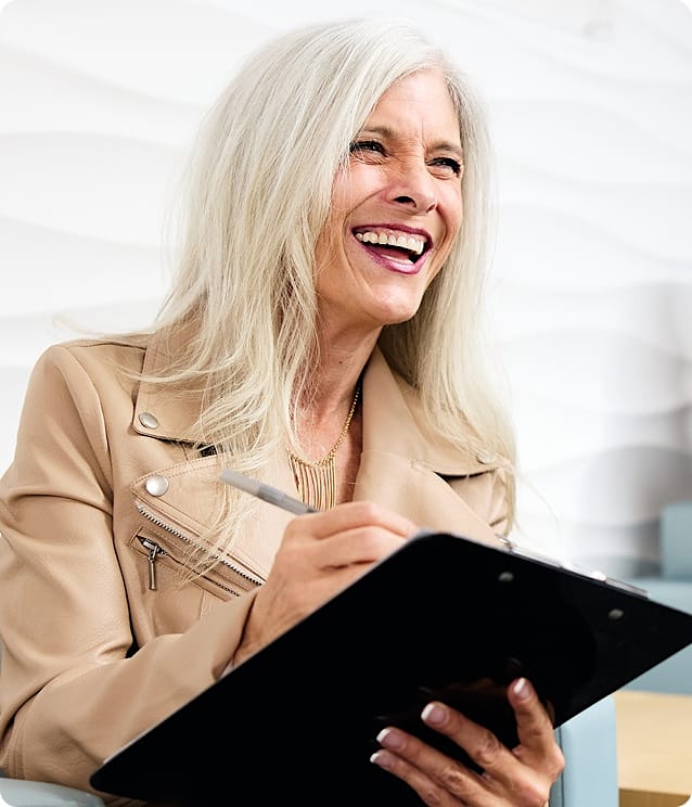 Woman in a beige jacket