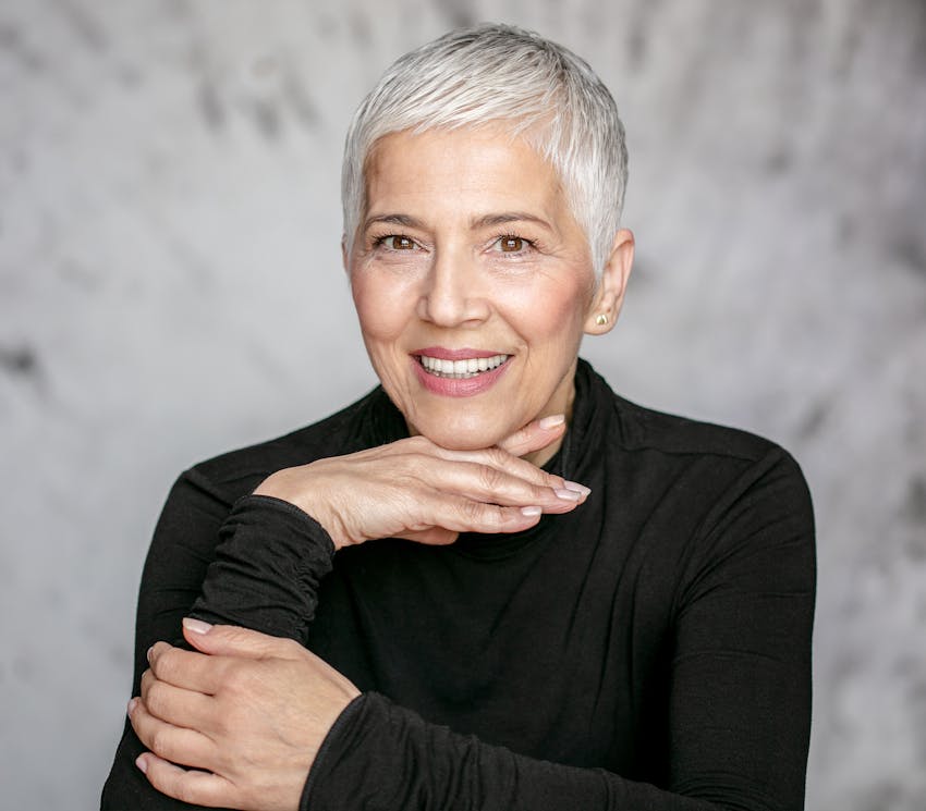 woman with short grey hair