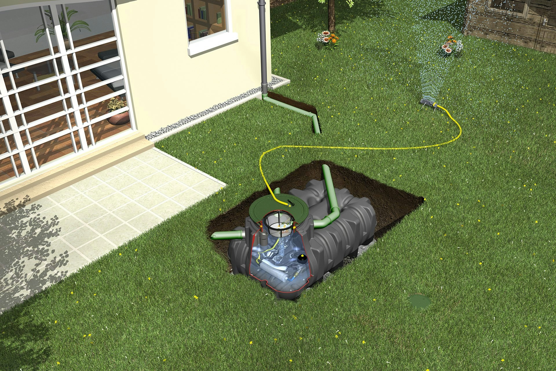 Installation of an underground rainwater tank