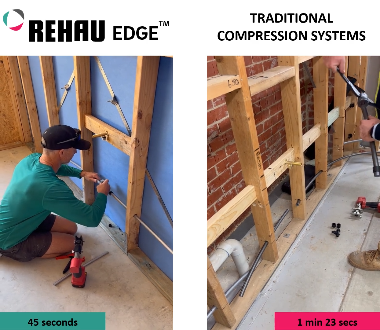 REHAU EDGE vs traditional compression system time lapse
