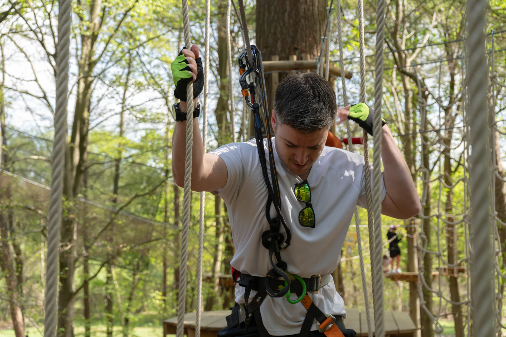 A man on a Go Ape crossing