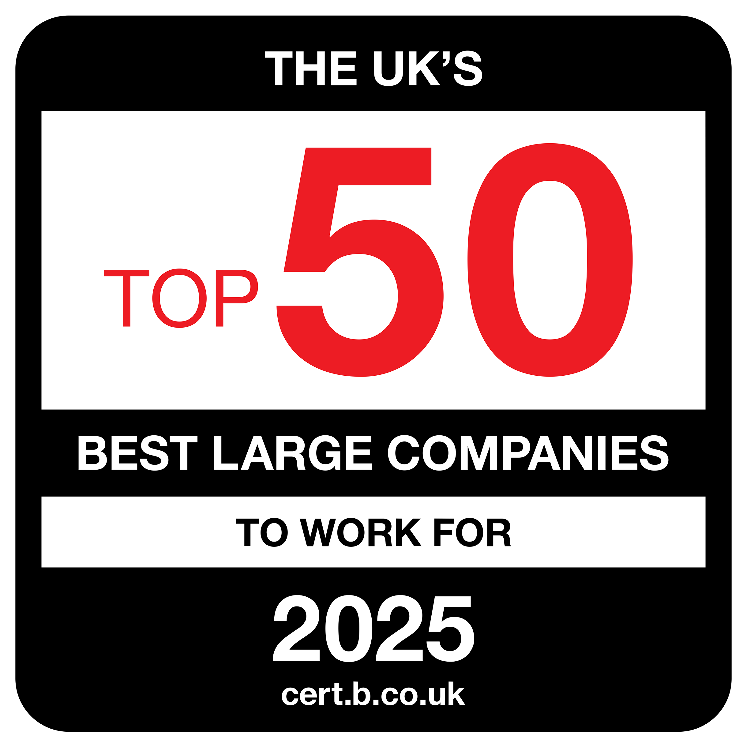 Top 50 Best Companies To Work For 2025 Award Logo