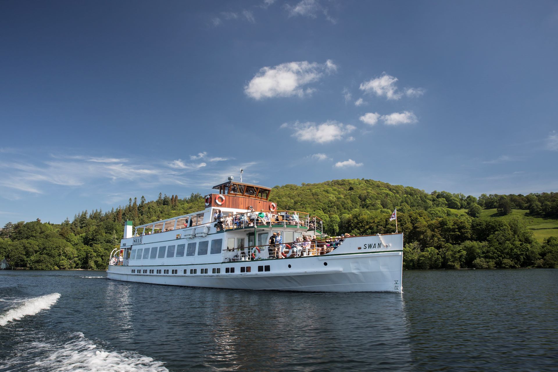 A leisure boat on Lake Windermere in the Lake District
