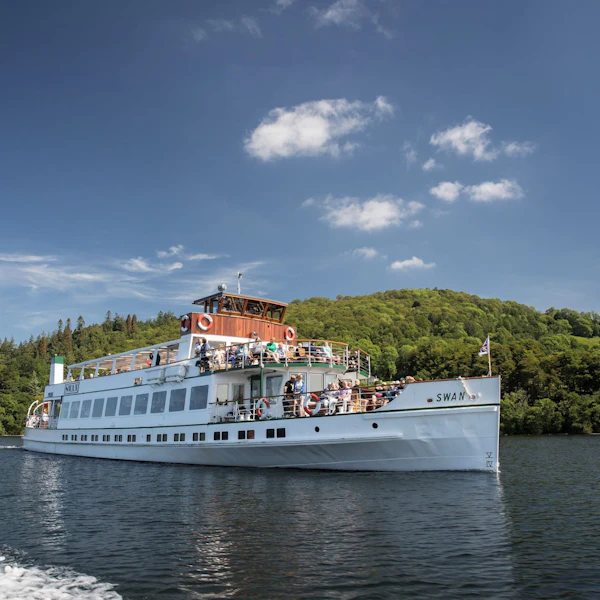 A leisure boat on Lake Windermere in the Lake District