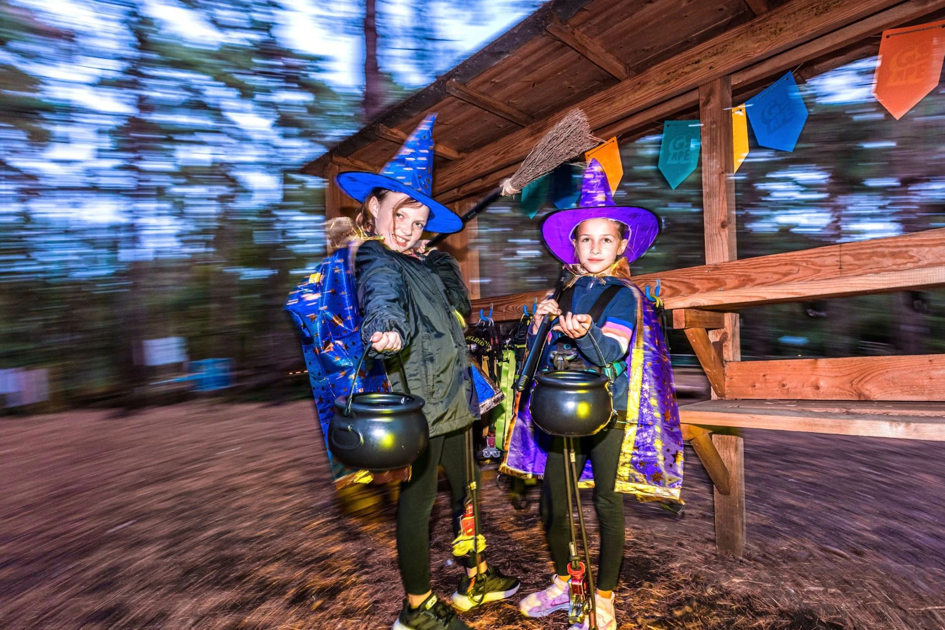 Children dressed in Halloween costumes at Go Ape
