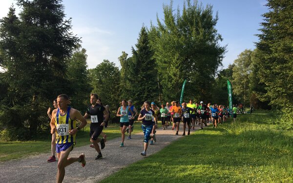 A running event in the forest
