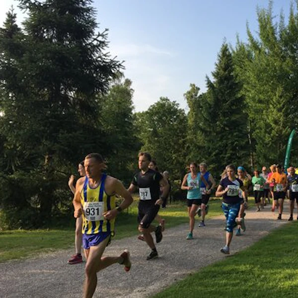 A running event in the forest