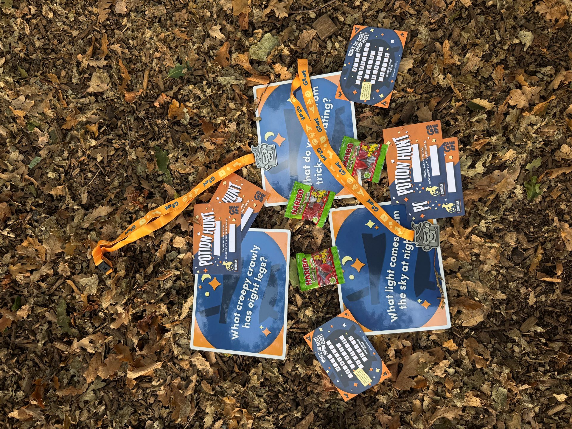 Go Ape Potion Hunt signs, signs certificates and medals