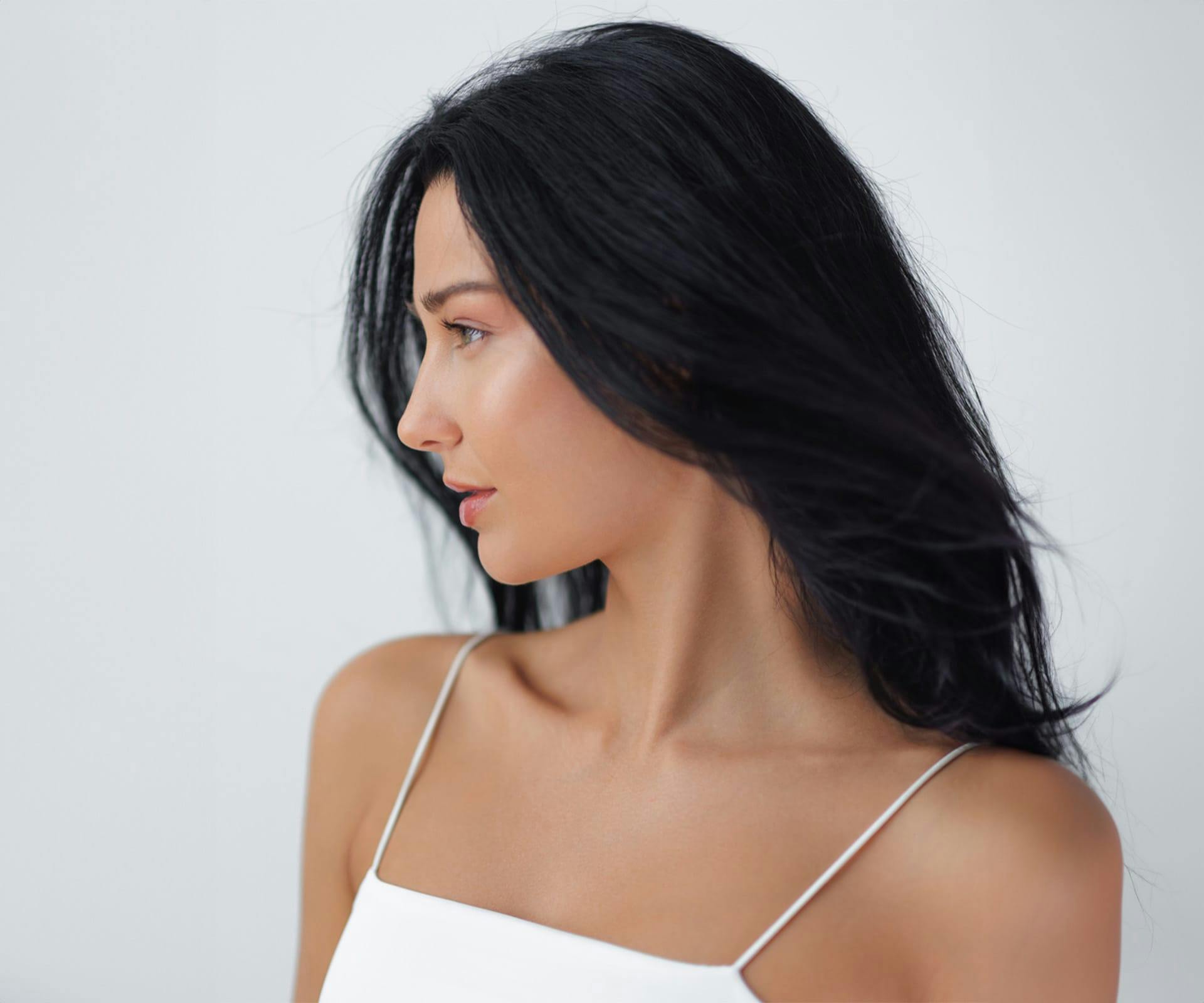 woman looking to the left