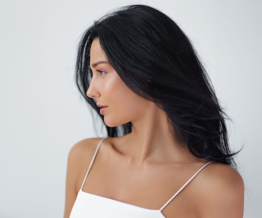 woman looking to the left