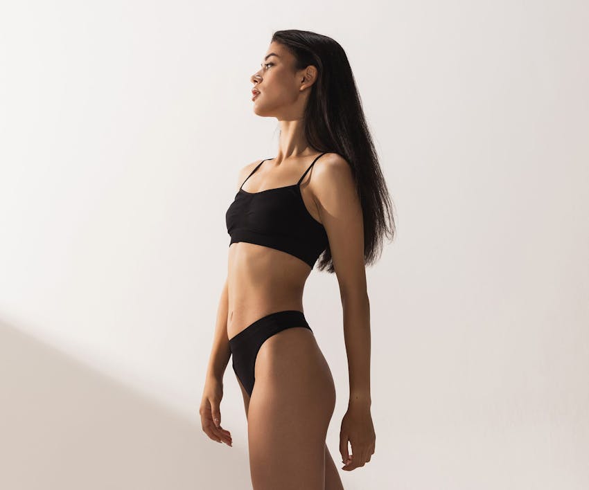 woman in black underwear