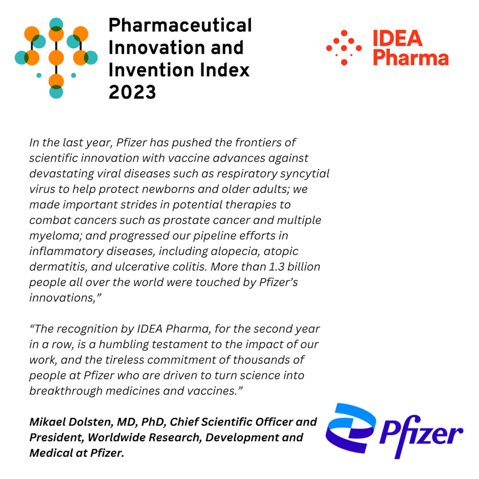 Pfizer top the Innovation Index