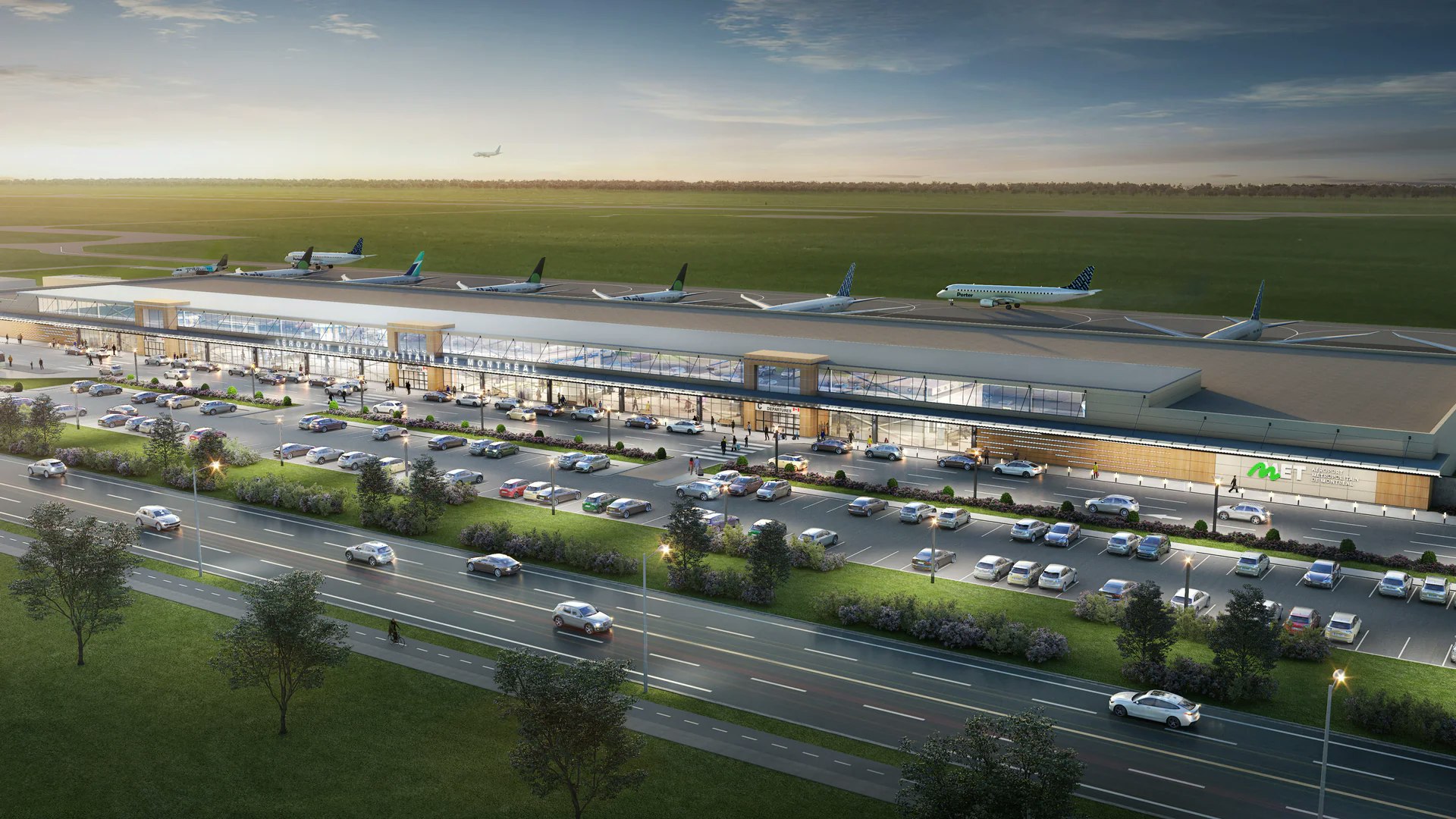 Rendu architectural du nouveau terminal du MET - Aéroport métropolitain de Montréal