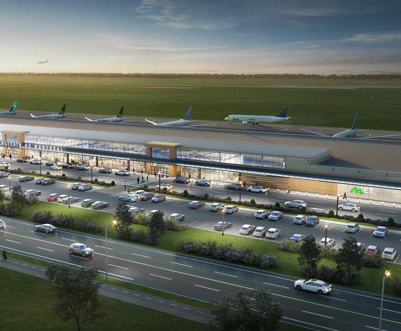 Rendu architectural du nouveau terminal du MET - Aéroport métropolitain de Montréal