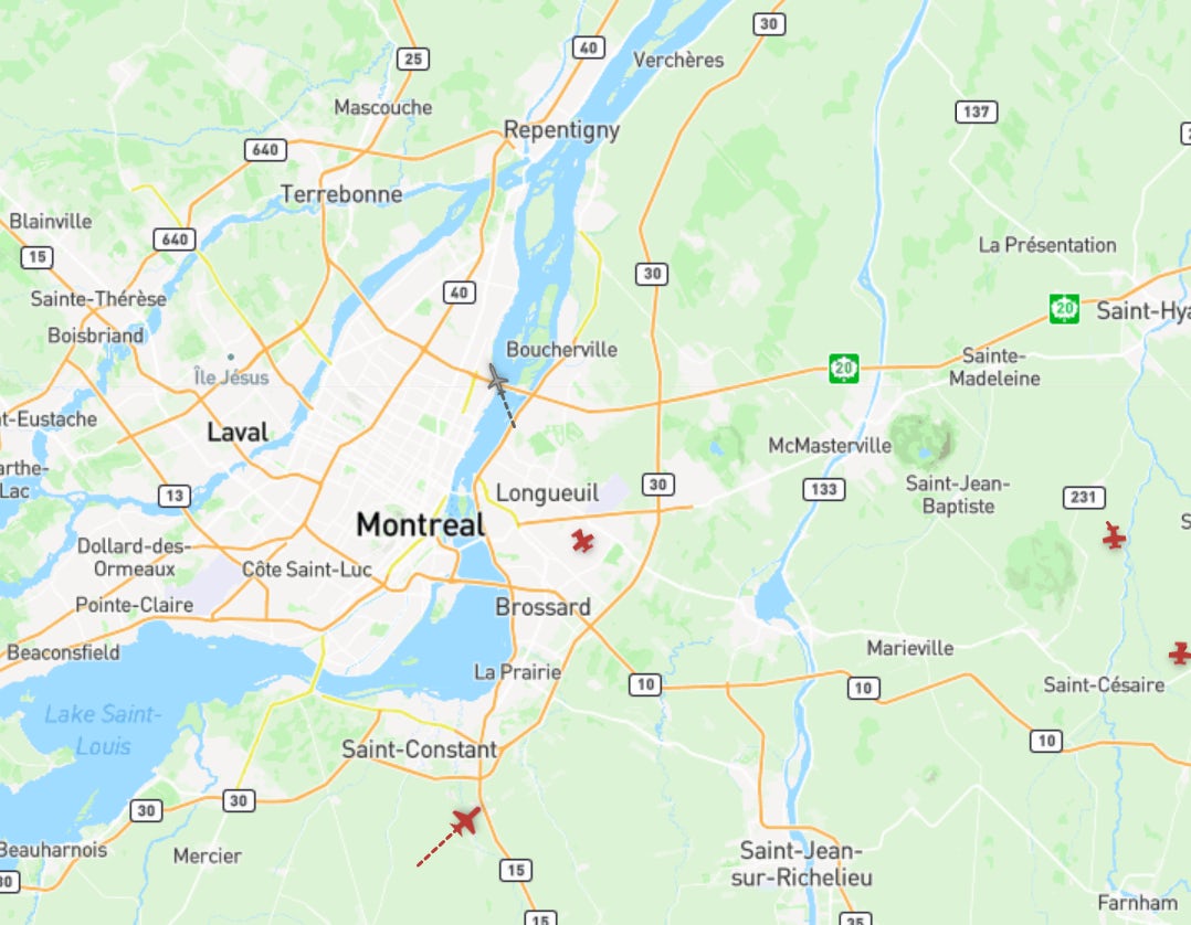 Carte des vols autour du MET