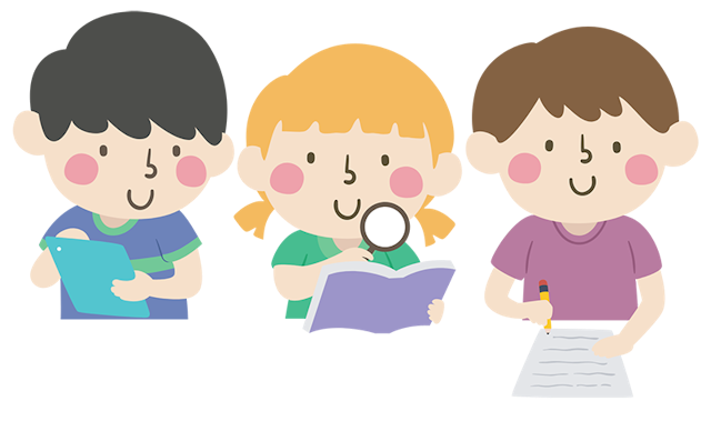 climate change kids illustration 3 children studying books