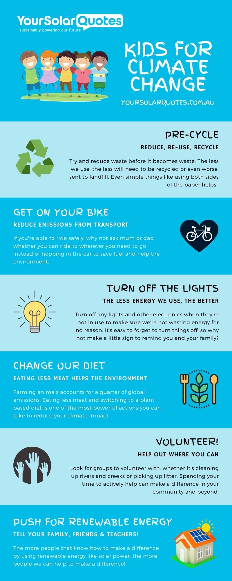 climate change kids infographic showing what we can do to stop climate change
