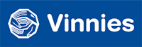 vinnies logo on blue background