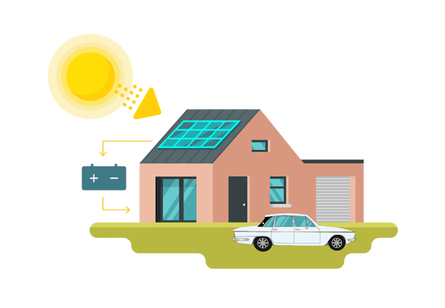 grid connected solar power illustration