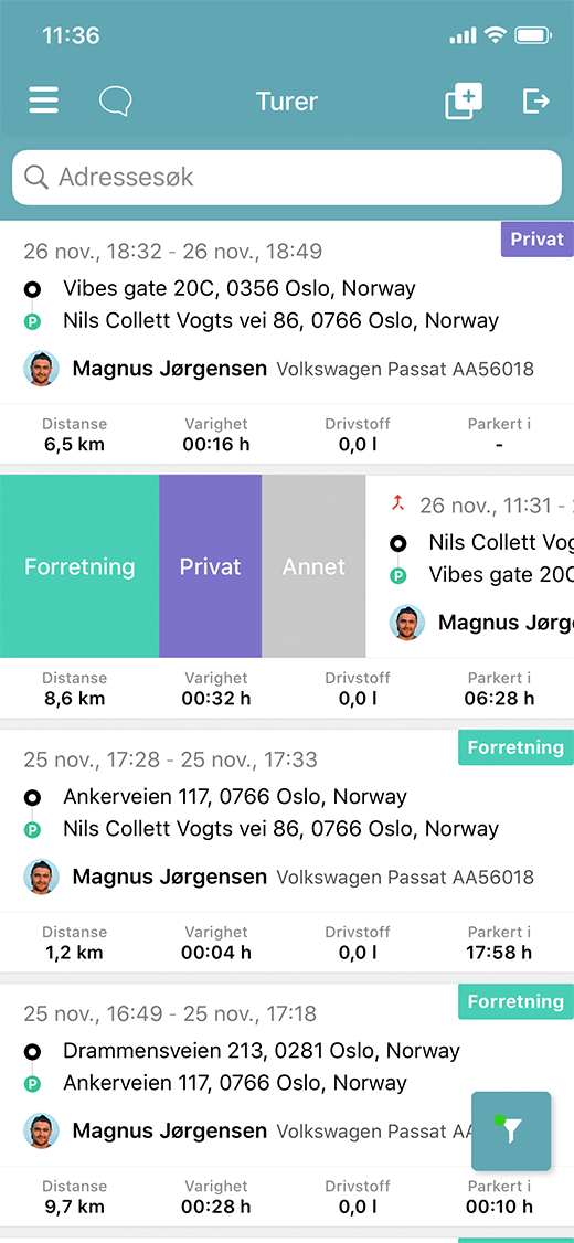Genial og enkel kjørebok direkte i din mobil