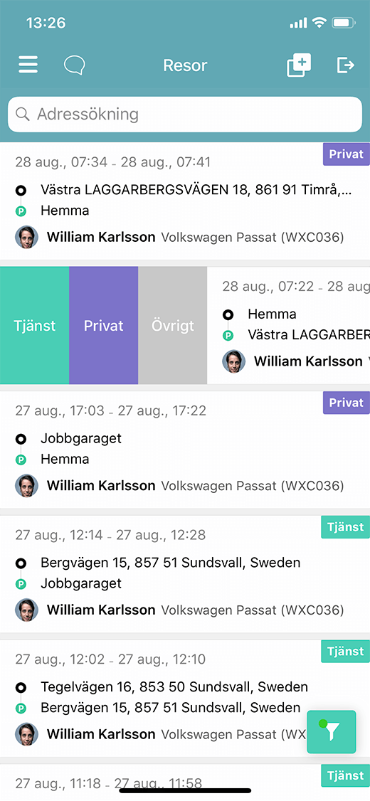 Genialisk, enkel körjournal direkt i din mobil