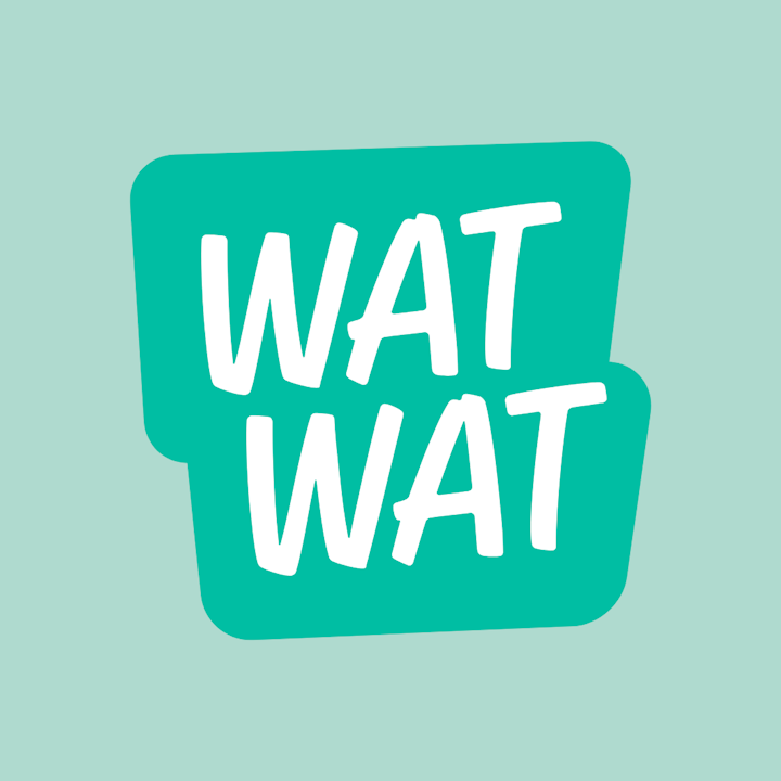 WAT WAT-logo op lichtgroene achtergrond