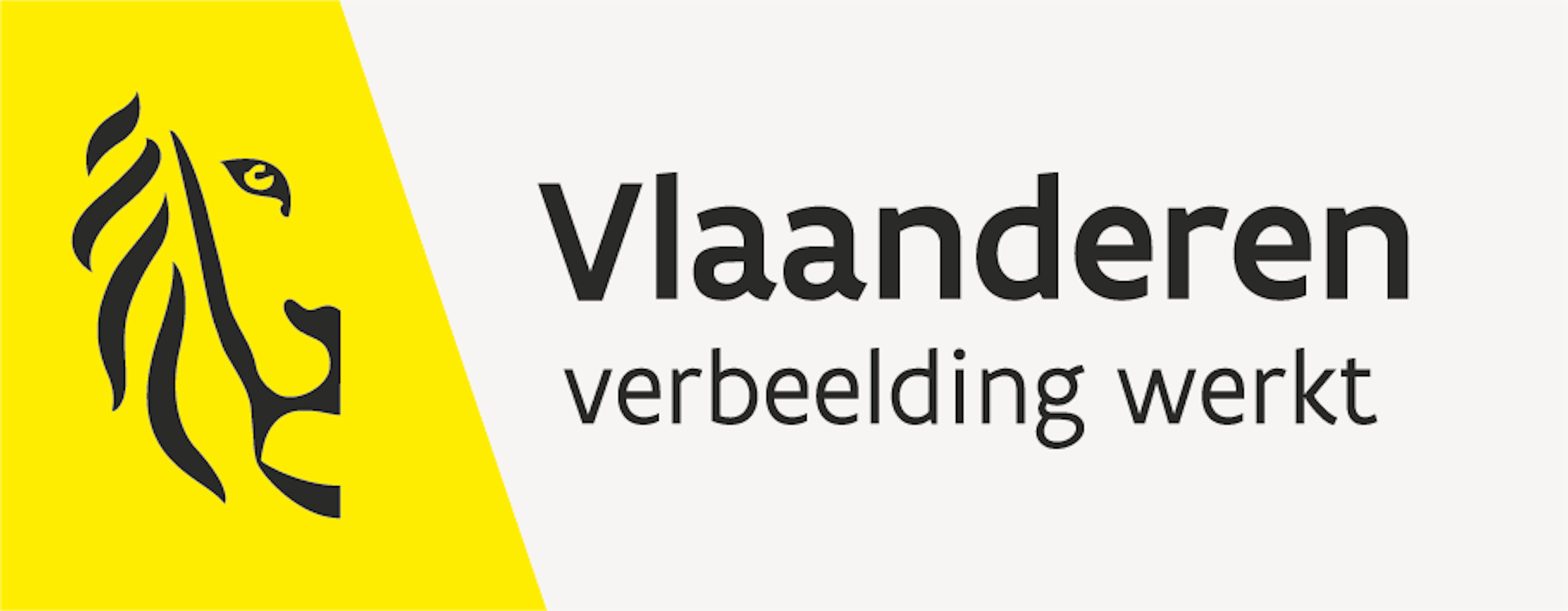 Logo van de Vlaamse overheid met bijschrift: Vlaanderen- verbeelding werkt