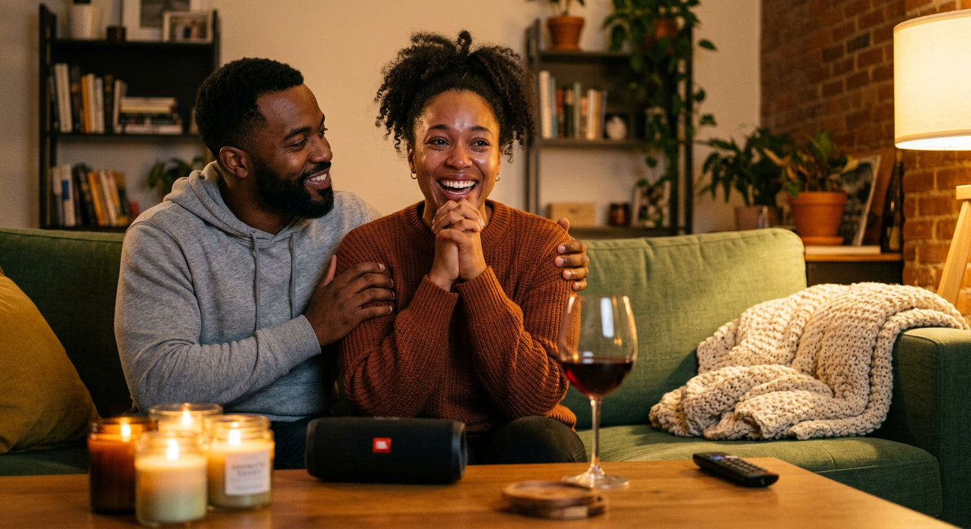 Couple listening to a personalized song together