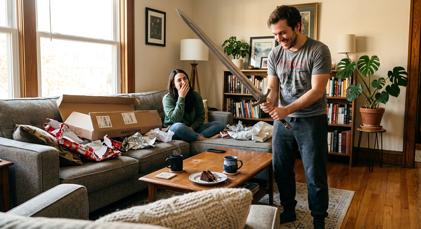 Sword gift reveal birthday surprise