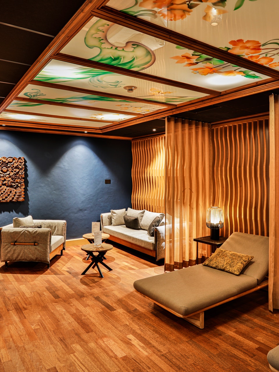 Banyan Lounge at the Hotel Ermitage Asian-inspired relaxation room