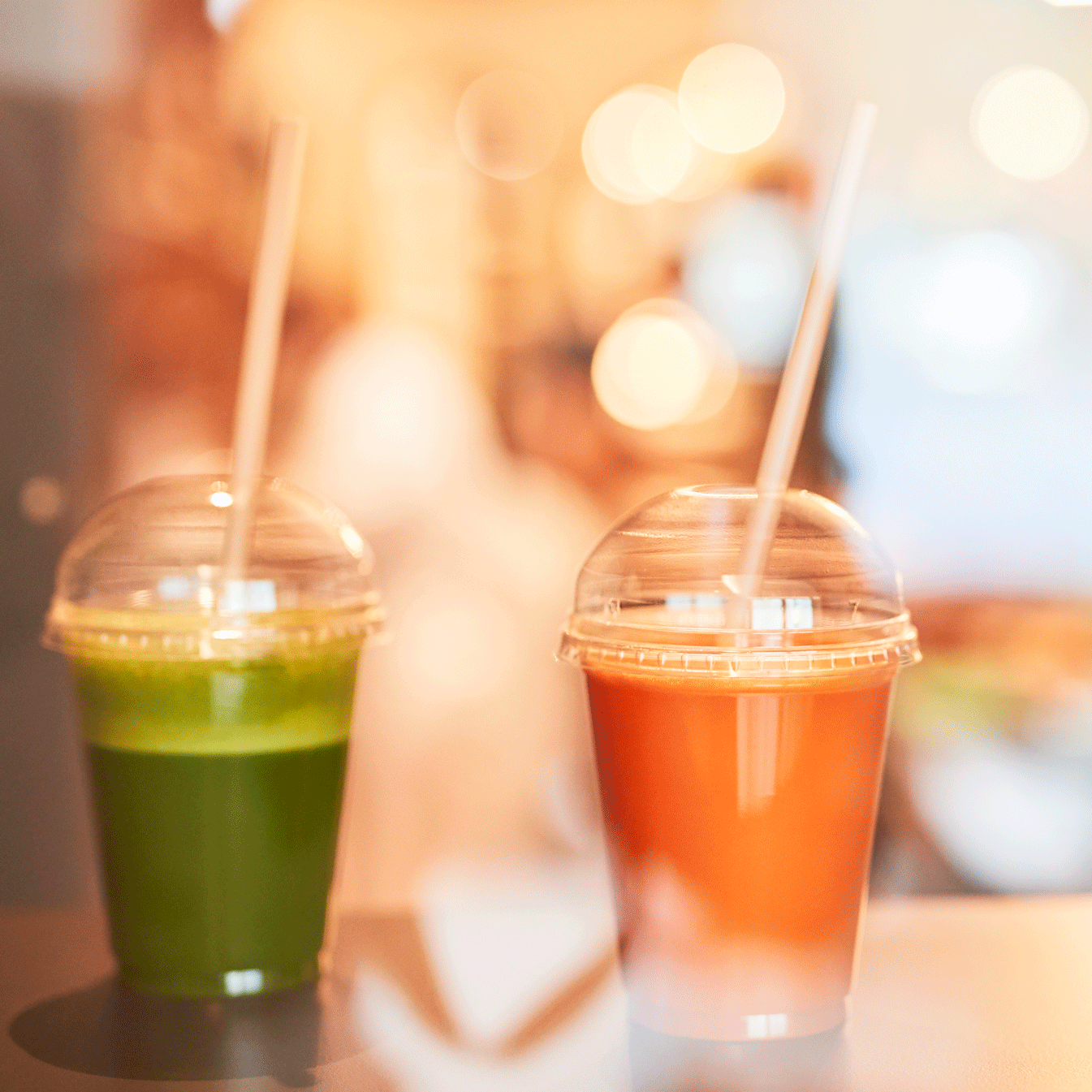 Juice Bar at the Hotel Ermitage Green and orange smoothie on the bar