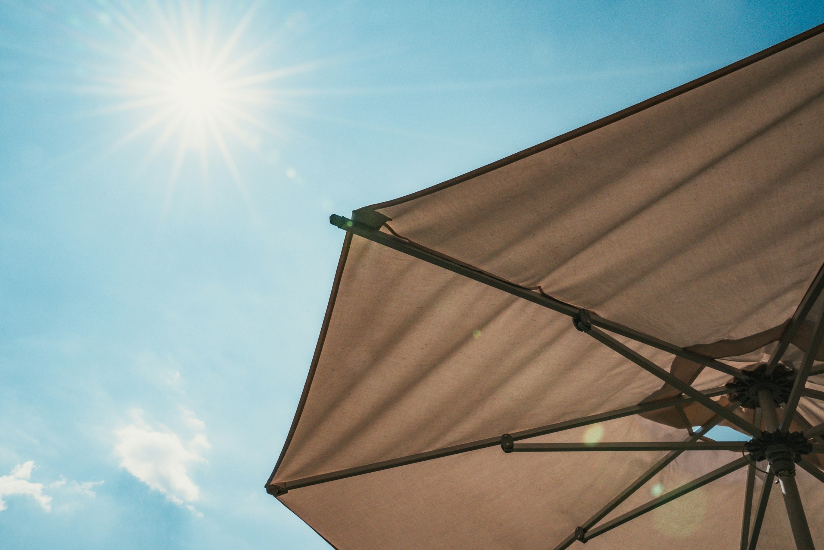 Parasol par ciel bleu