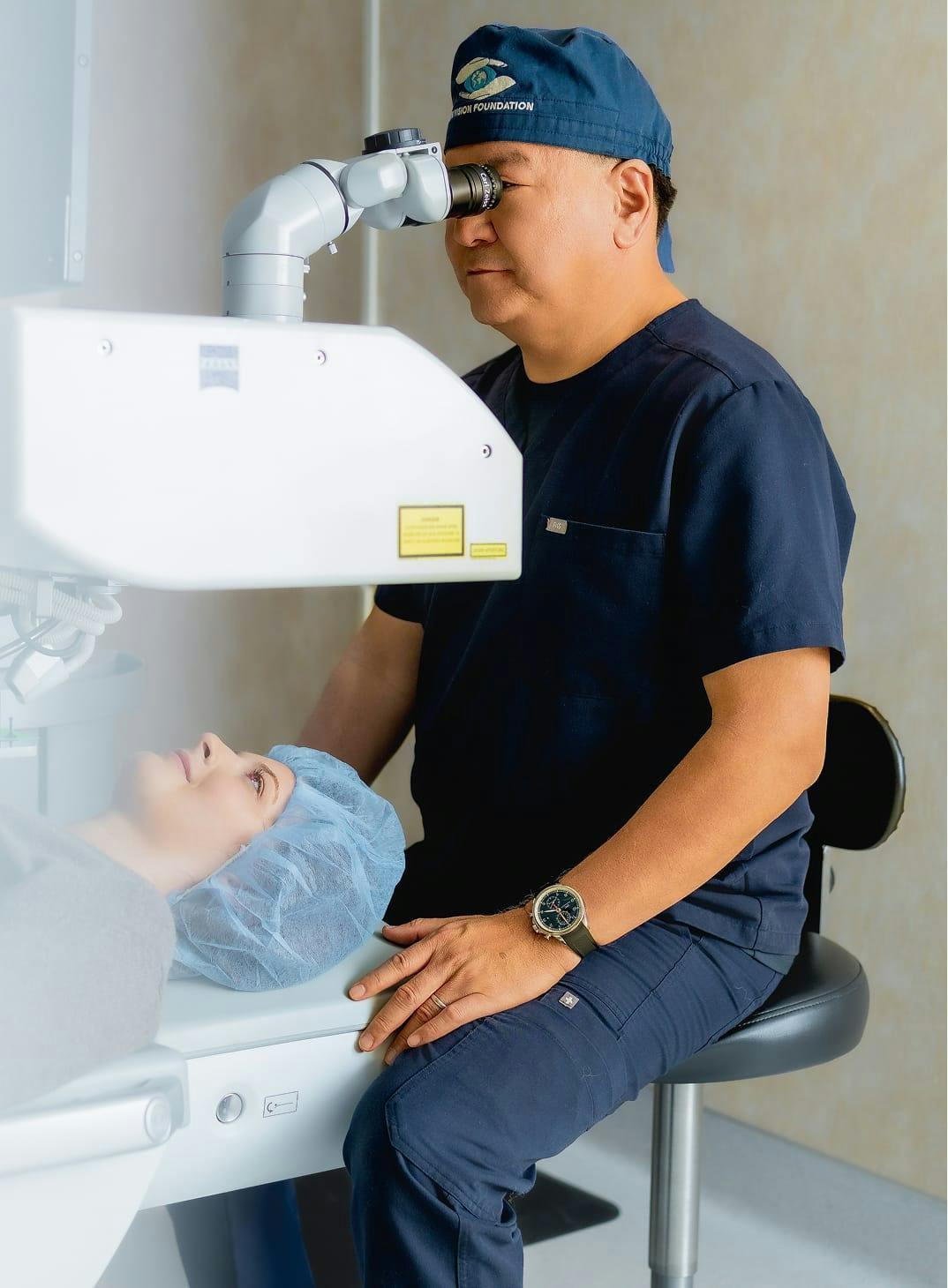Dr. Chu performing an eye procedure