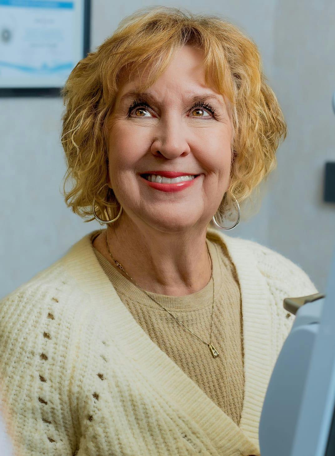 Happy patient receiving Glaucoma screening