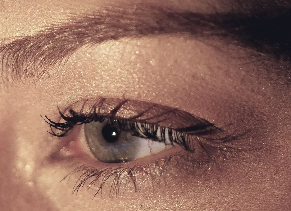 close up on blue eyes