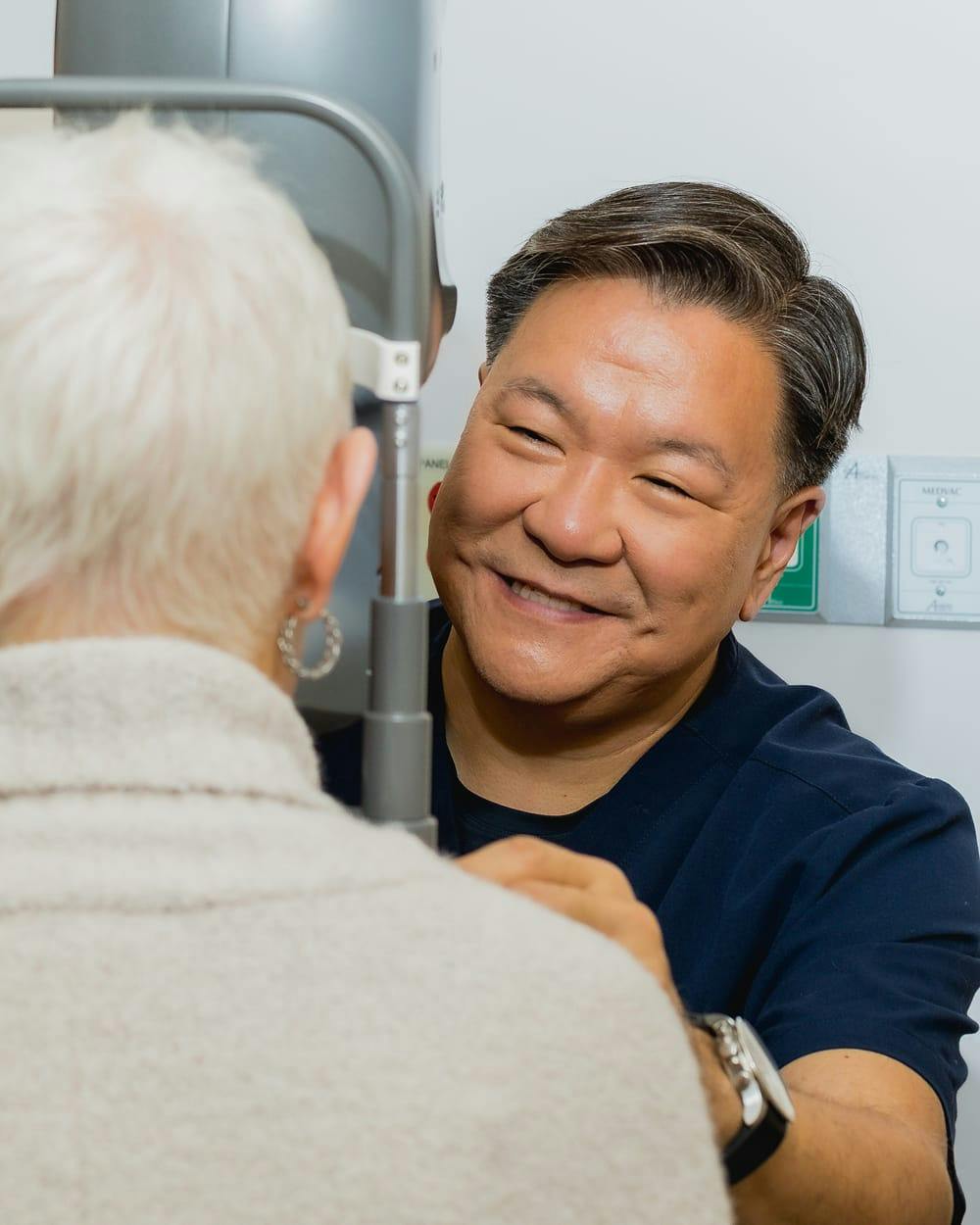 Dr. Chu performing an eye procedure