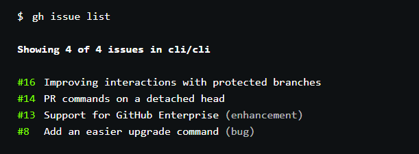 GitHub CLI issue list command