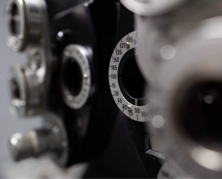 close up of eye exam equipment from the side